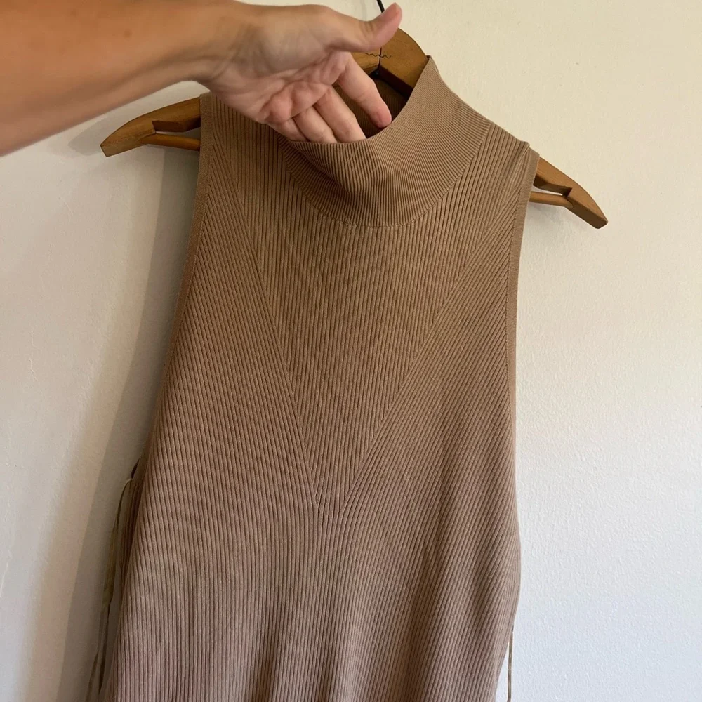 Anthropologie Mock Neck Midi Dress Tan size XL - Picture 8 of 15